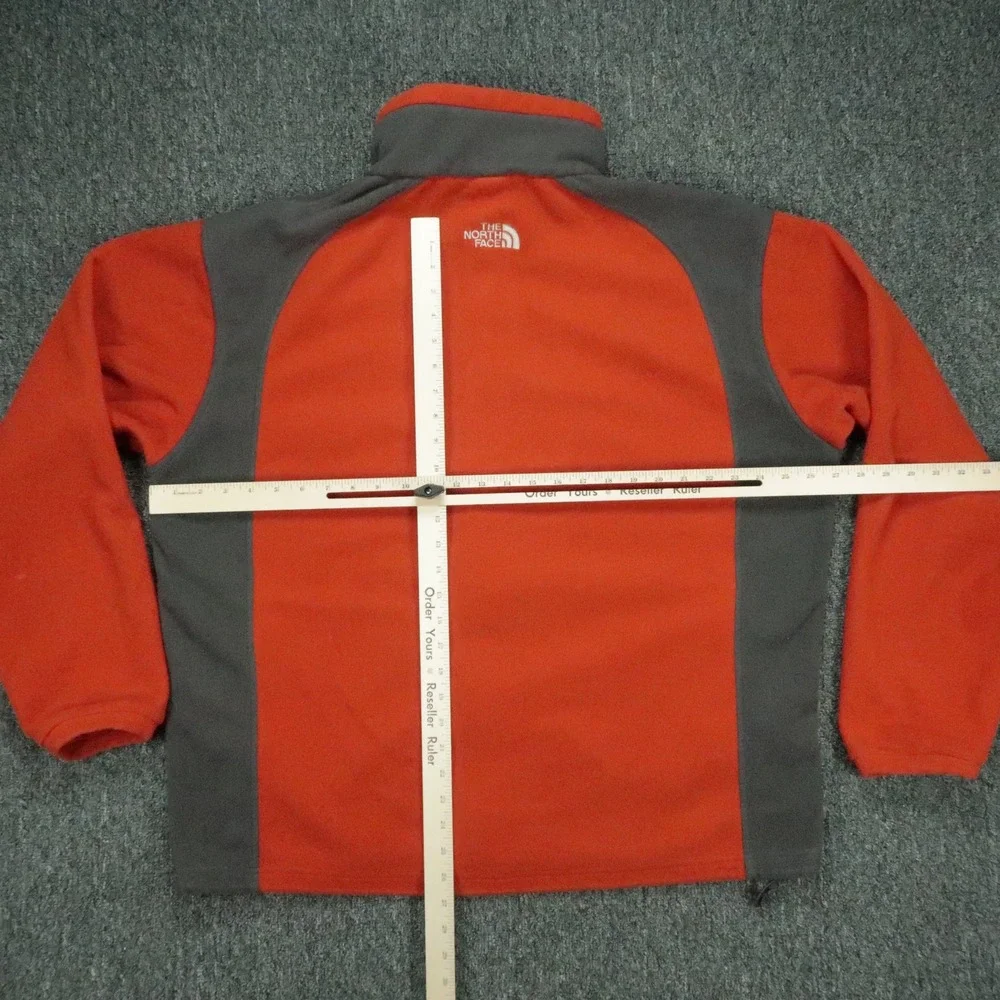 The North Face Jacket Mens XL Orange Gray Full Zip Colorblock Fleece Hiking